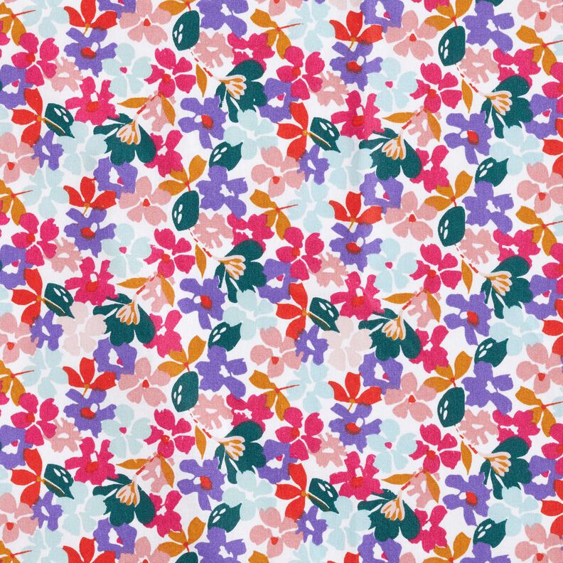 Gecoate katoen Pastelkleurige bloemen – wit/lila,  image number 1