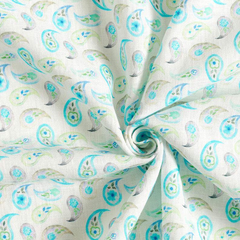 Linnenmix paisley – ivoor/licht turkoois,  image number 3