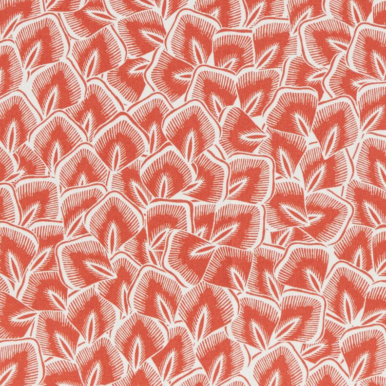 Katoenen stof Cretonne Abstracte bladeren – terracotta/ivoor, image number 1