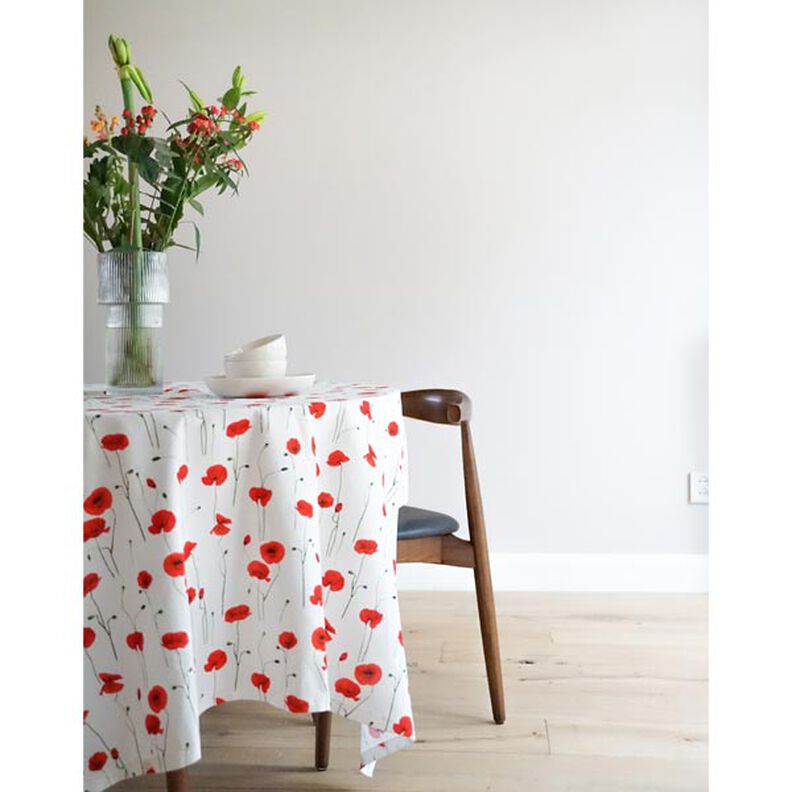 Decostof Half panama klaprozen – wit/rood, image number 6