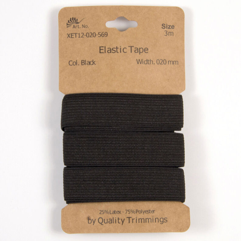 Elastiek [3 m | 20 mm] – zwart,  image number 1