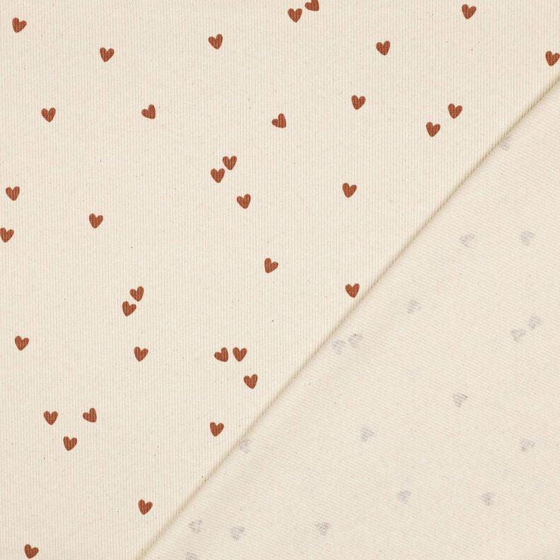 Ribjersey verspreide harten | Poppy Fabrics – lichtbeige/bruin,  image number 4