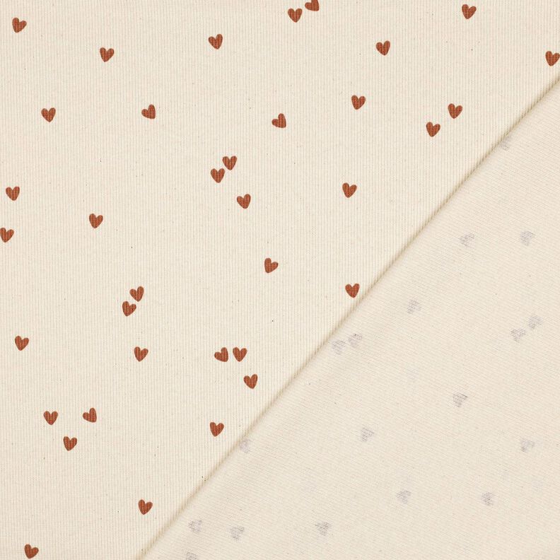 Ribjersey verspreide harten | Poppy Fabrics – lichtbeige/bruin, image number 4