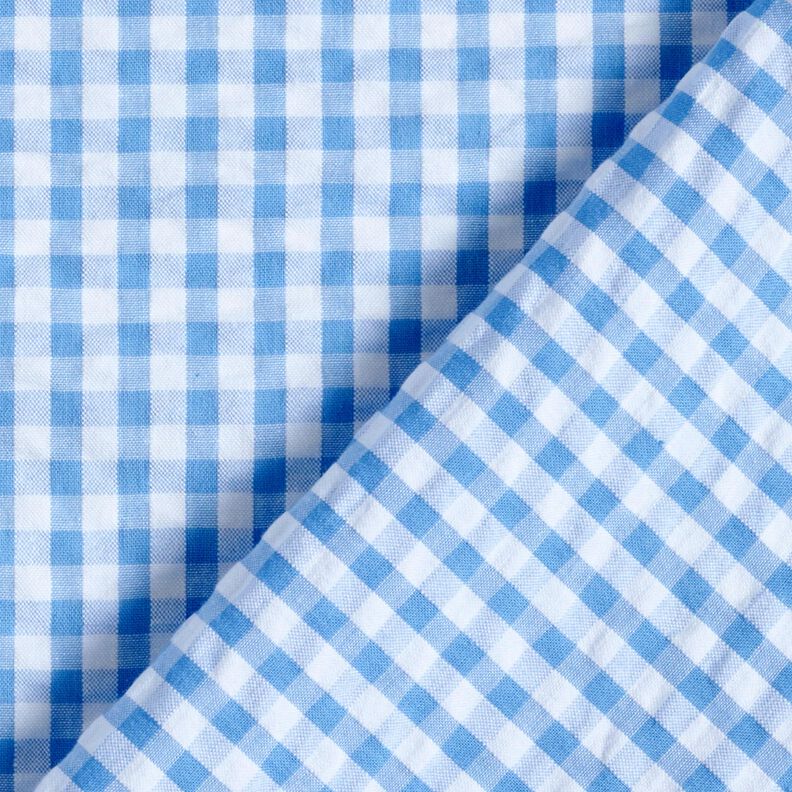 Seersucker Katoen geweven ruit – blauw/wit, image number 4
