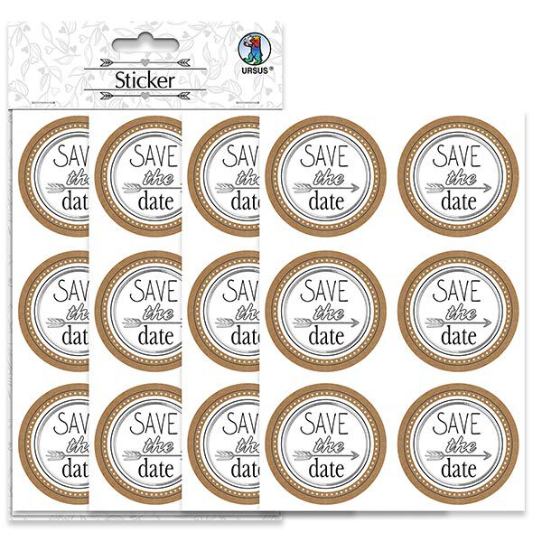 Stickerset huwelijk Save the Date Ø 4,8 cm [ 24 Stuk ] – ecru/beige,  image number 4