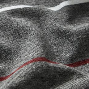 Katoenjersey Felgekleurde strepen – leigrijs | Stofrestant 90cm, 
