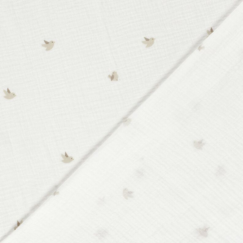 Mousseline/dubbel gehaakte stoffen kleine vogels – ecru/natuur,  image number 4