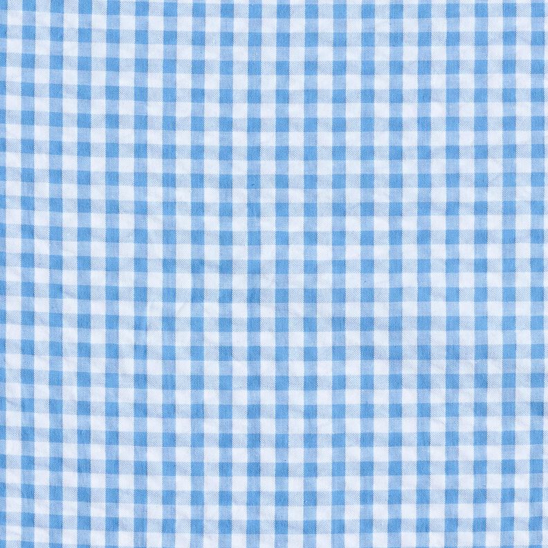 Seersucker Katoen geweven ruit – blauw/wit, image number 1