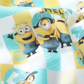 Katoenpopeline Minions Licentiestof | Universal Studios – wit/licht turkoois, 