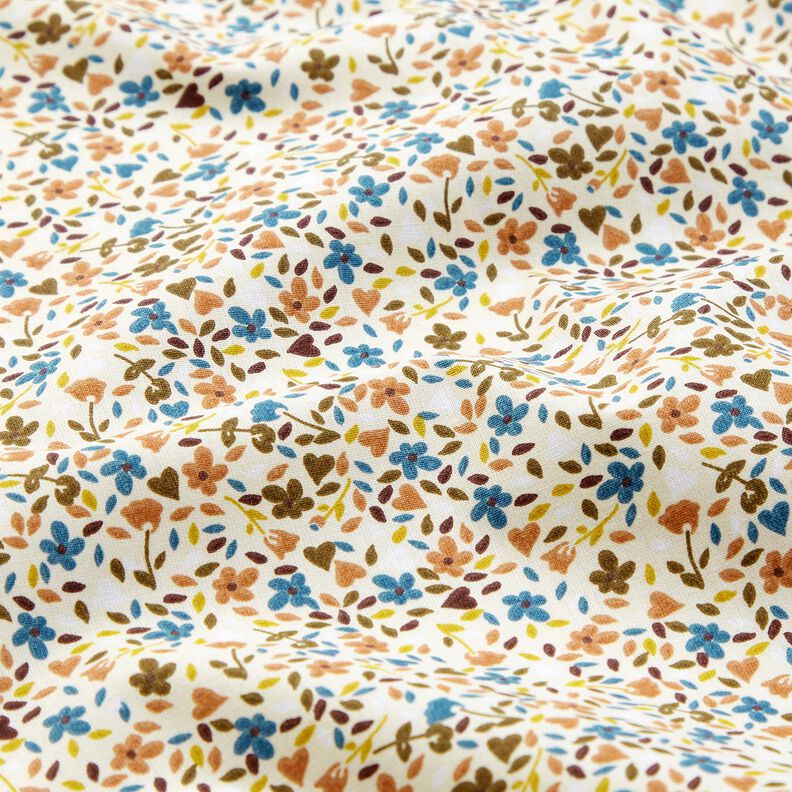 Katoenen stof Cretonne verspreide bloemen – lichtbeige/lichtbruin, image number 2