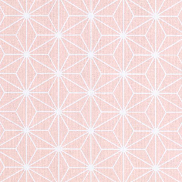 Katoenen stof Cretonne Japanse sterren Asanoha – roze,  image number 1