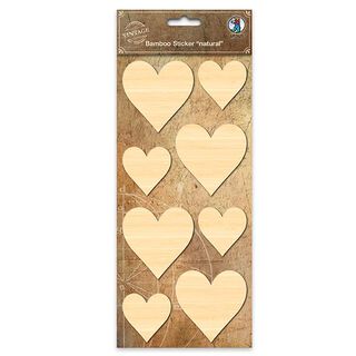 Bamboesticker hartjes  – beige, 