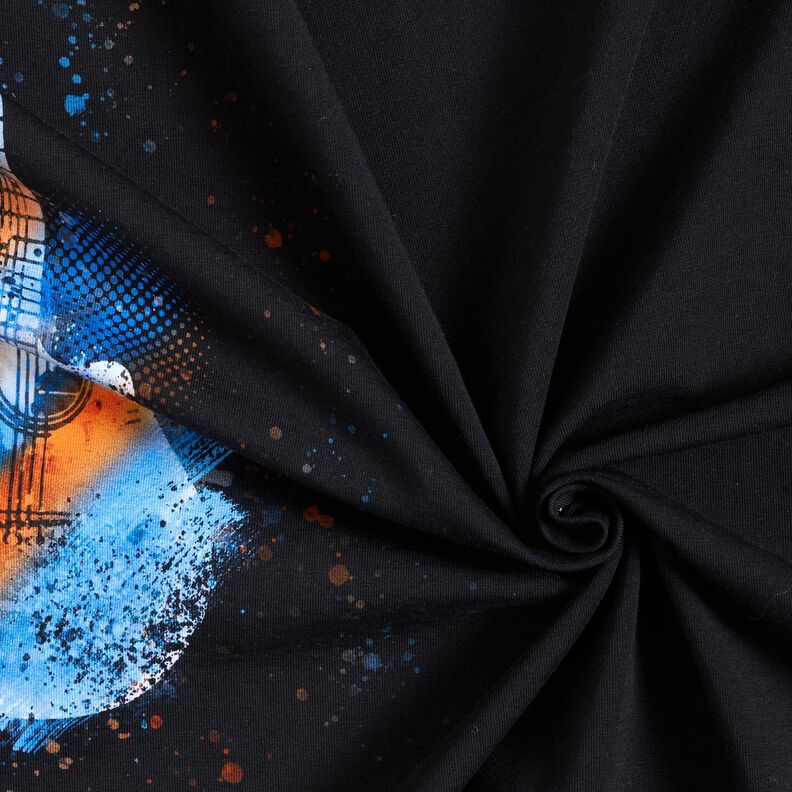 Katoenjersey Panel Gitaar | Glitzerpüppi – zwart/oranje,  image number 3