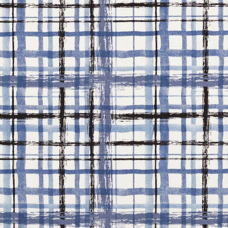 Linnen-viscosemix abstracte ruit – wit/staalblauw, image number 1