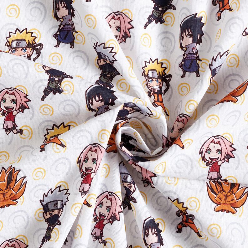 Katoenpopeline Chibi Naruto Licentiestof – wit,  image number 3