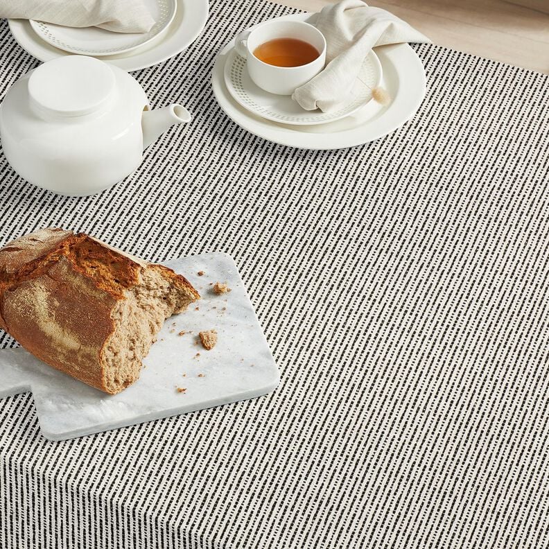 Decostof Jacquard rustieke strepen – zwart/natuur,  image number 5