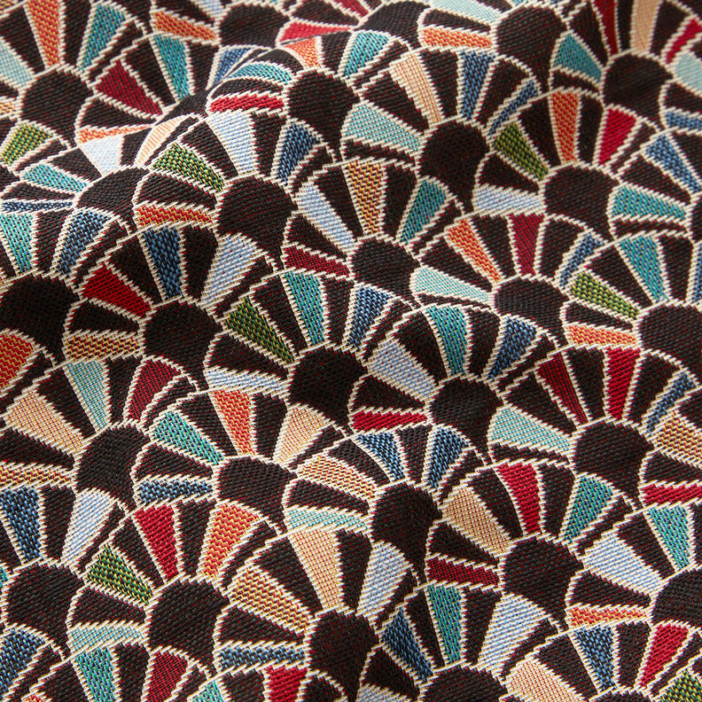 Decostof Gobelin Retro fans – zwart/karmijnrood, image number 2