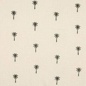 Mousseline/dubbel gehaakte stoffen geborduurde palmbomen  | Poppy Fabrics – ecru/donkerolijf, 