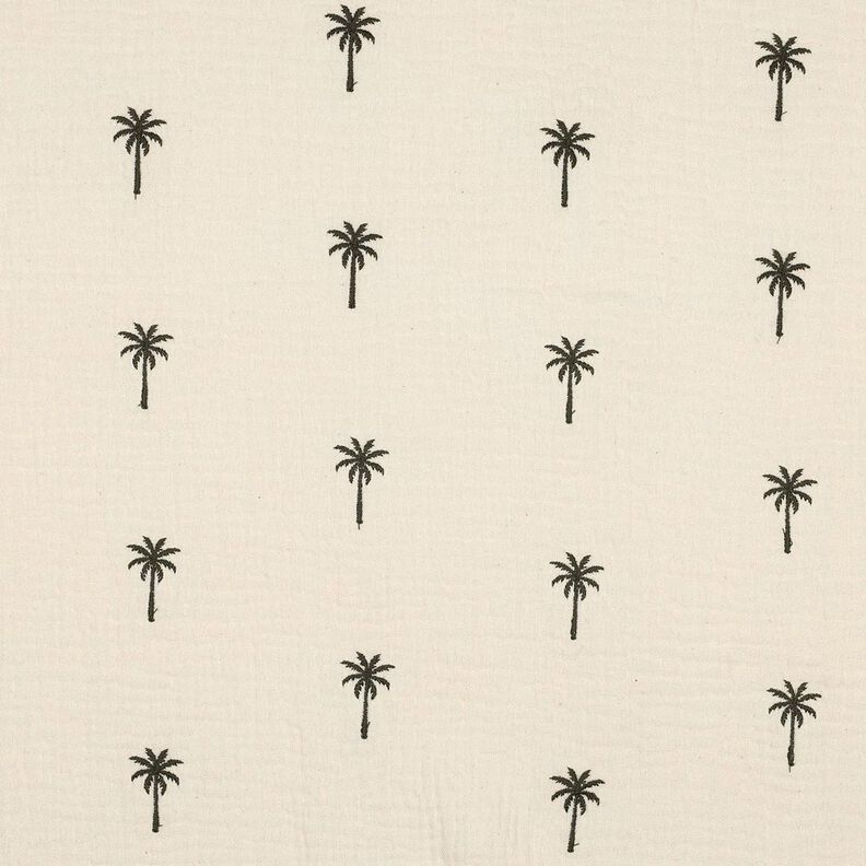 Mousseline/dubbel gehaakte stoffen geborduurde palmbomen  | Poppy Fabrics – ecru/donkerolijf,  image number 1