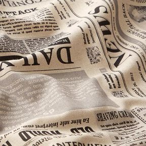 Decostof Half panama vintage krant – natuur/zwart, 