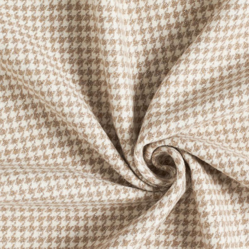 Mantelstof Wolmix Glitter pied-de-poule – mocca/ecru, image number 3