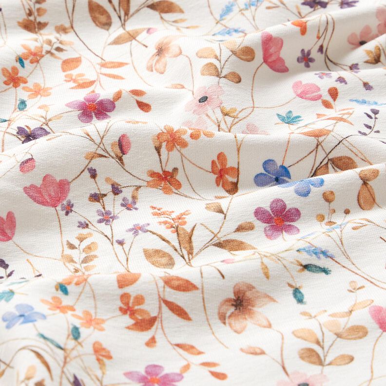 GOTS French Terry sommersweat Zee van gedroogde bloemen Digitaal printen – ivoor, image number 2