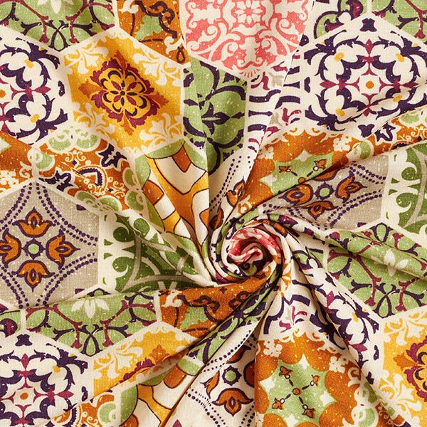 Viscosejersey boho tegels – natuur/groen, image number 4