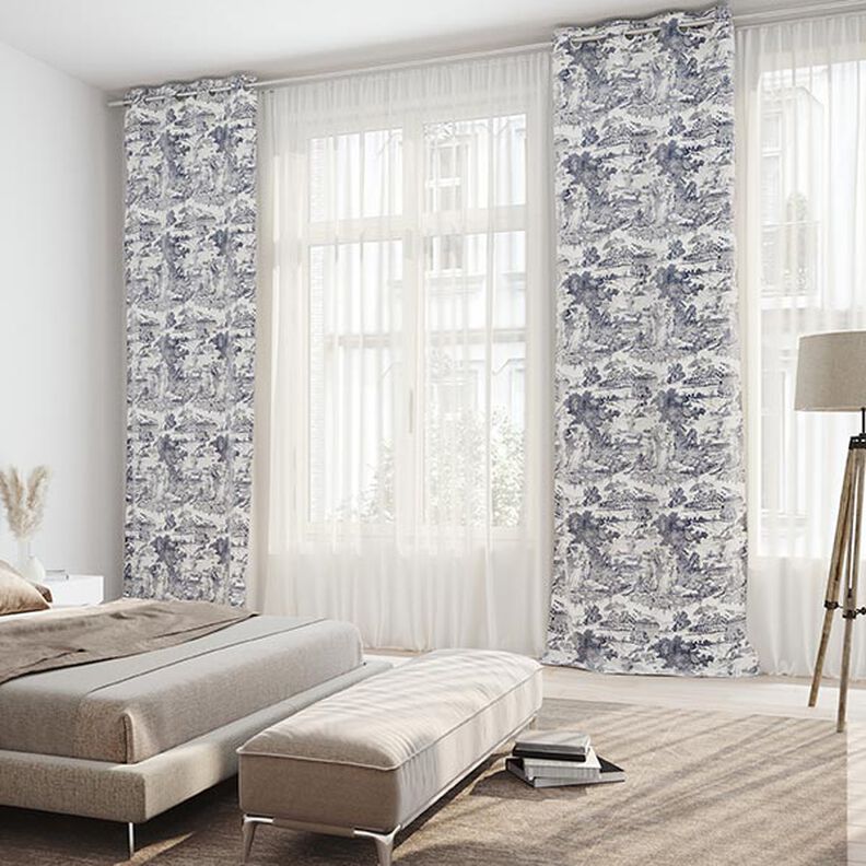 Decostof half panama Toile de Jour – marineblauw/ecru,  image number 4