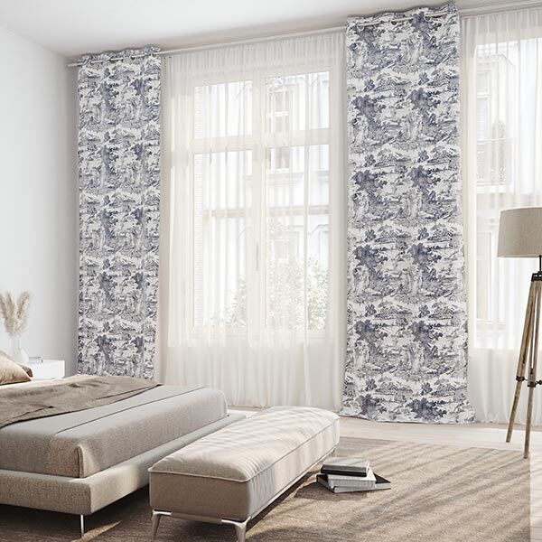 Decostof half panama Toile de Jour – marineblauw/ecru,  image number 4