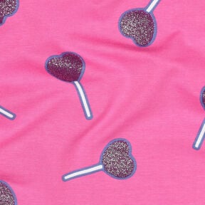 Katoenjersey Glitter hart lolly's | Poppy Fabrics – pink, 