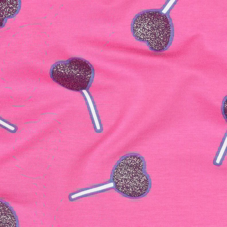 Katoenjersey Glitter hart lolly's | Poppy Fabrics – pink,  image number 2