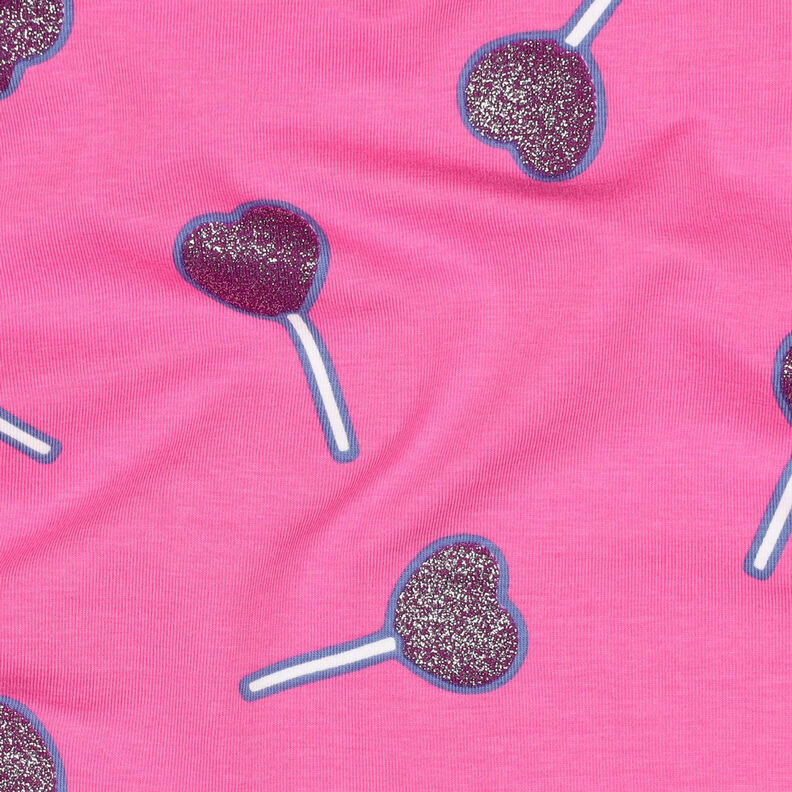 Katoenjersey Glitter hart lolly's | Poppy Fabrics – pink, image number 2