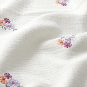 Mousseline/dubbel gehaakte stoffen opgestikte bloemen | Poppy Fabrics – wit, 