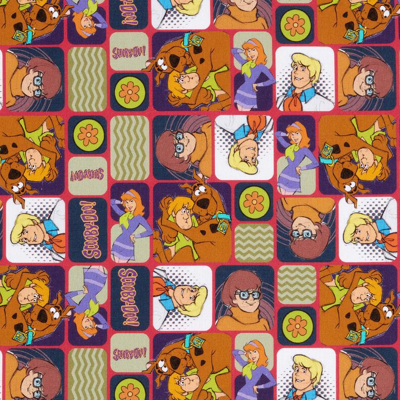 Katoenpopeline Scooby Doo als stripverhaal Licentiestof – rood/kleurenmix,  image number 1