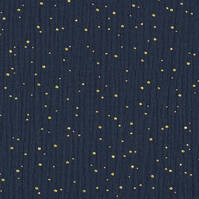 Katoenen mousseline verspreide gouden vlekken – marineblauw/goud, 