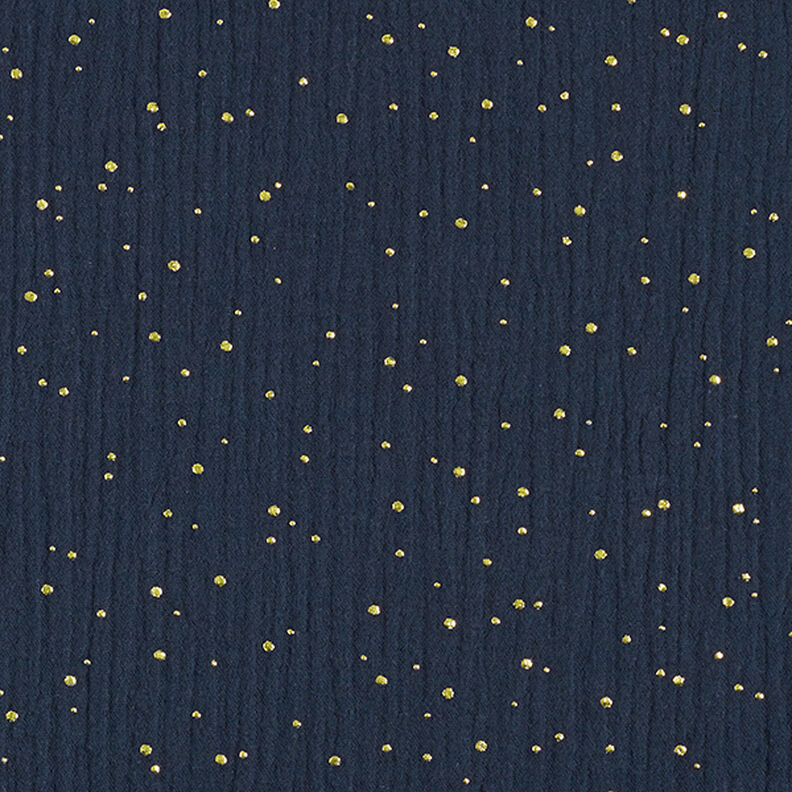 Katoenen mousseline verspreide gouden vlekken – marineblauw/goud,  image number 1