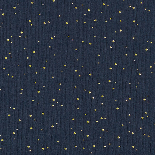 Katoenen mousseline verspreide gouden vlekken – marineblauw/goud,  image number 1