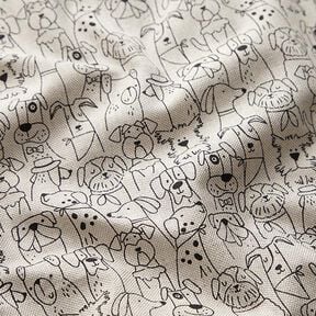 Decostof Half panama Cartoon honden – zwart/natuur, 
