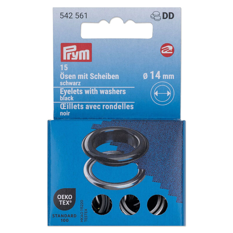 Oogjes met sluitringen [15 stuks | Ø 14 mm] | Prym – zwart/zilver metallic,  image number 1