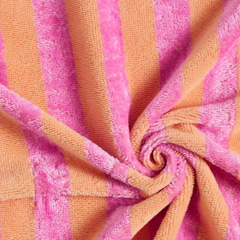 Badstof Bamboe Blokstrepen – lichtoranje/pink, image number 4