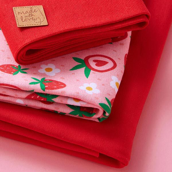 Stoffenpakket jersey Schattige aardbeien | PETIT CITRON – roze, image number 7