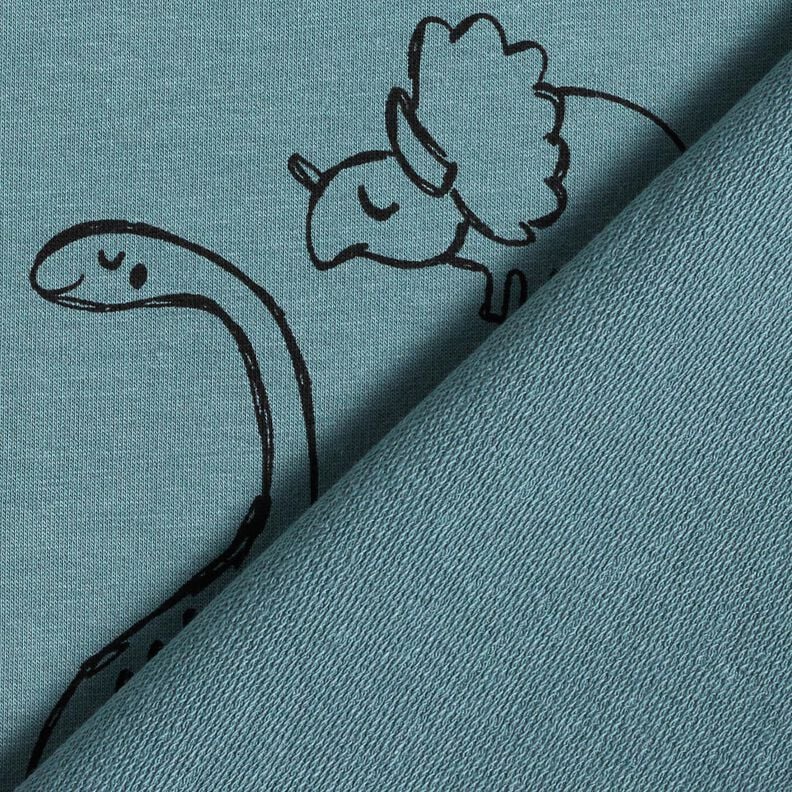 French Terry sommersweat grote getekende dino's &ndash; blauw,  image number 4