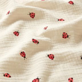 Mousseline/dubbel gehaakte stoffen schattige lieveheersbeestjes – ecru, 
