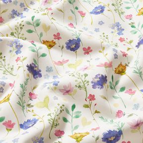 Decostof Katoenkeper Weidebloemen – ivoor/blauwlila, 