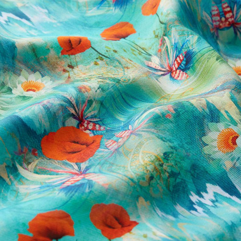 Tassen Panel Canvas kleurrijke klaprozen – zwart blauw/vuurrood, image number 4