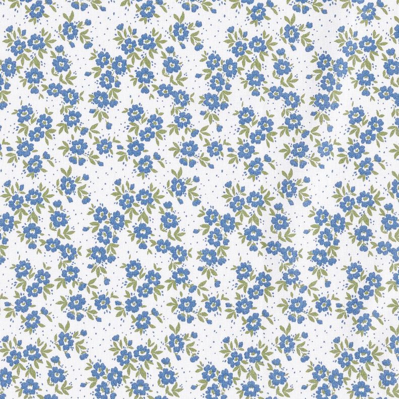 Katoenpopeline Bloemenzee – jeansblauw/wit, image number 1