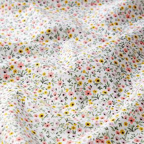 Katoenen stof Cretonne delicate bloemen – wit/oudroze, 