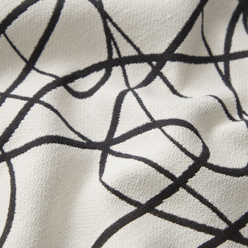 Decostof Jacquard abstracte lijnen – ivoor/zwart,  image number 2
