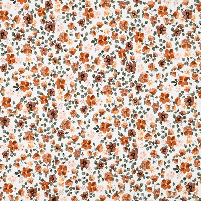 GOTS Katoenjersey Herfstbloemen Digitaal printen – wit/roos,  image number 1