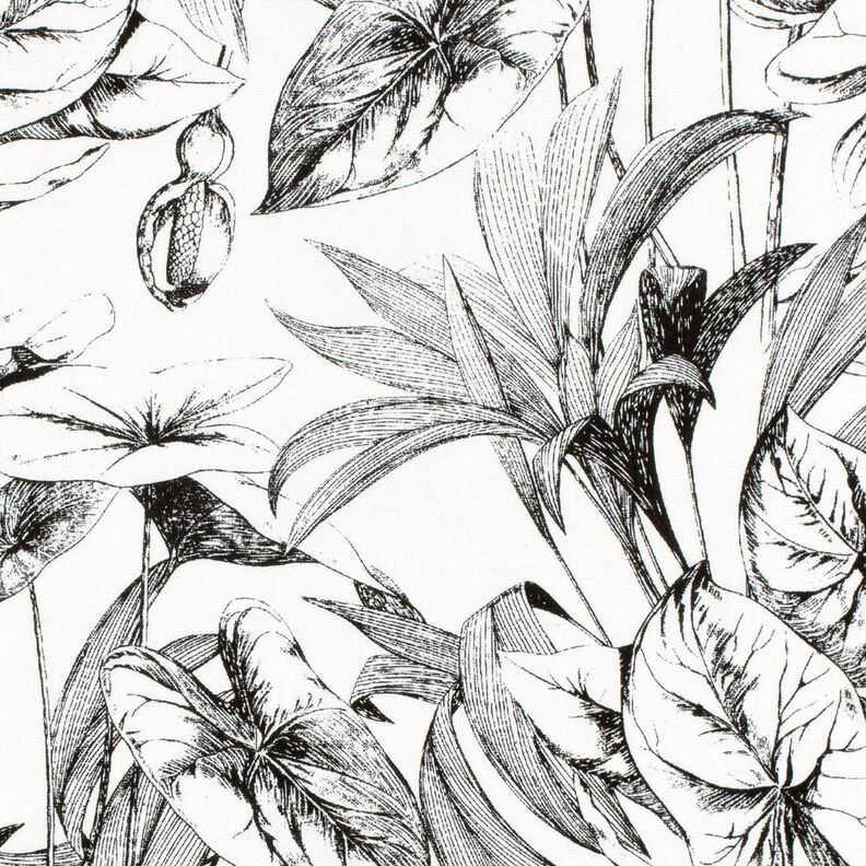 Viscose-linnen-mix Tropische planten – ecru/zwart,  image number 5